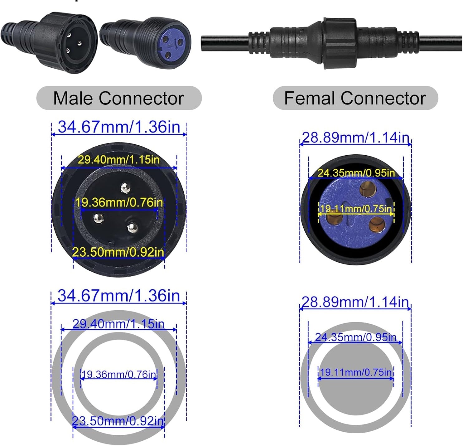 Weatherproof Cables for Magicolour Aura Outdoor Moving Heads