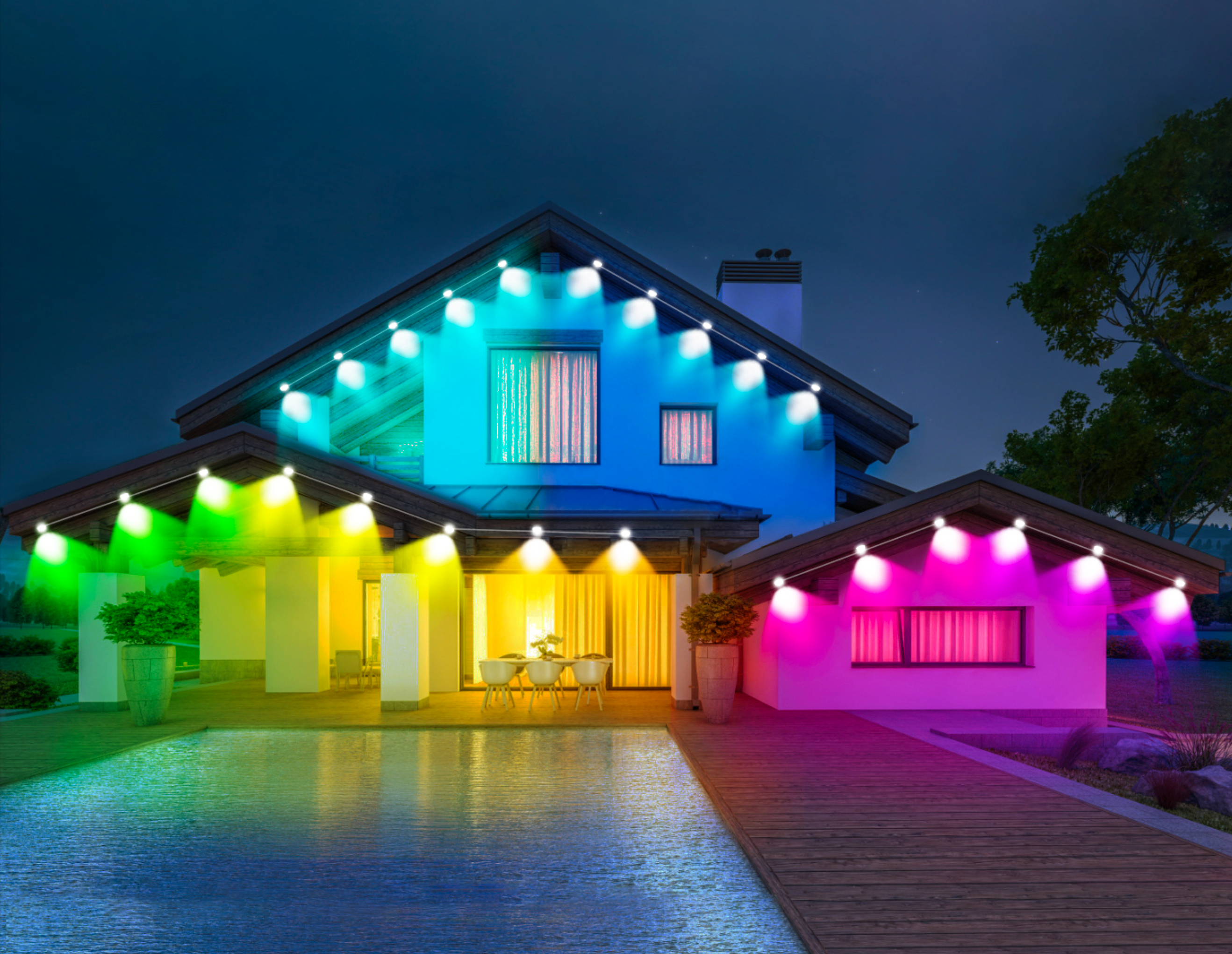 Magicolour Permanent Outdoor Lights – 100ft RGBW Smart Lighting System