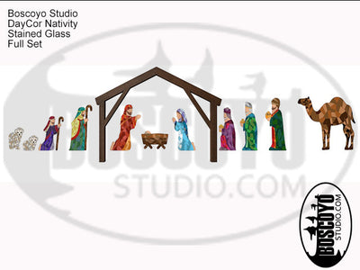 DayCor HiRes Stained Glass Nativity Scene 48"